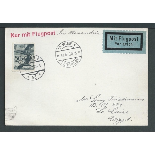 74 - Austria. 1930 (Apr 13) Cards carried on the first Imperial Airways flight from Vienna to Athens, thr... 