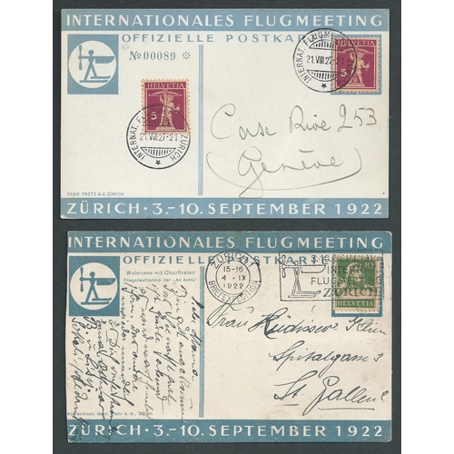 75 - Switzerland. 1922 Zurich First International Air Meeting official postcards (7, one with Flugmeeting... 