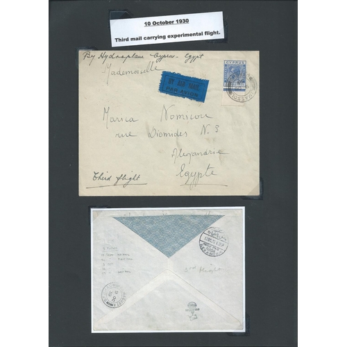 78 - Cyprus. 1930 Famagusta to Alexandra Imperial Airways experimental flights, covers flown on the Septe... 