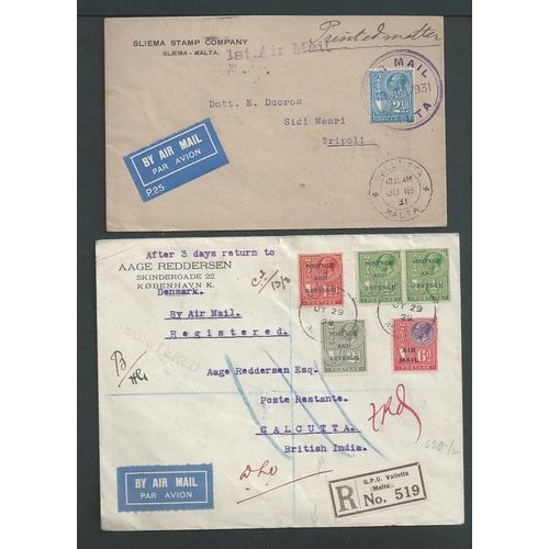 80 - Cyprus & Malta. 1929-32 Covers comprising 1929 (July 29) registered cover from Malta to Calcutta; 19... 