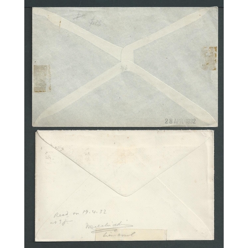 80 - Cyprus & Malta. 1929-32 Covers comprising 1929 (July 29) registered cover from Malta to Calcutta; 19... 