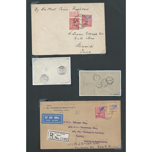 81 - Malta. 1929 Covers from Valletta comprising March 28th first flight to Karachi, May 9th first accept... 