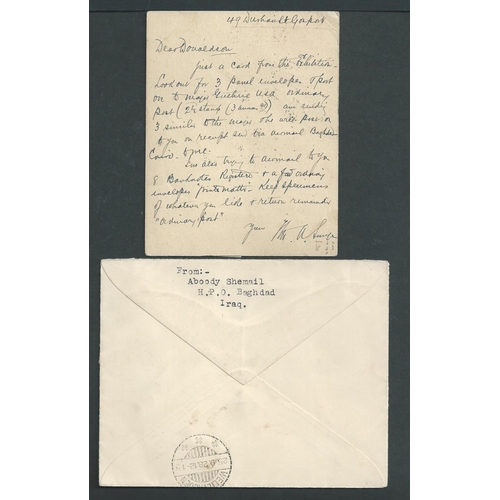 82 - 1922-30 Covers and cards comprising 1922 covers from G.B to Baghdad or Baghdad to G.B, and 1925-26 c... 