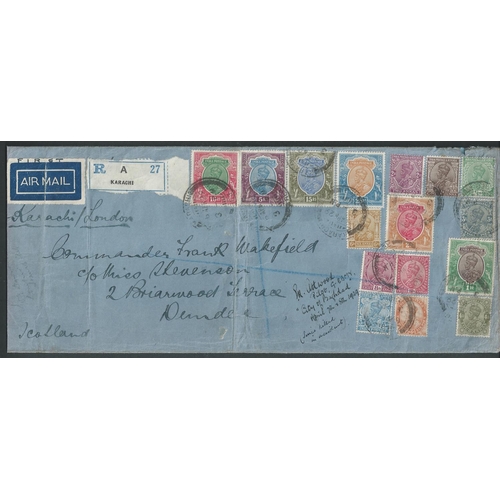 99 - 1929 (April 6) Long registered cover carried on the first Imperial Airways flight from Karachi to Lo... 