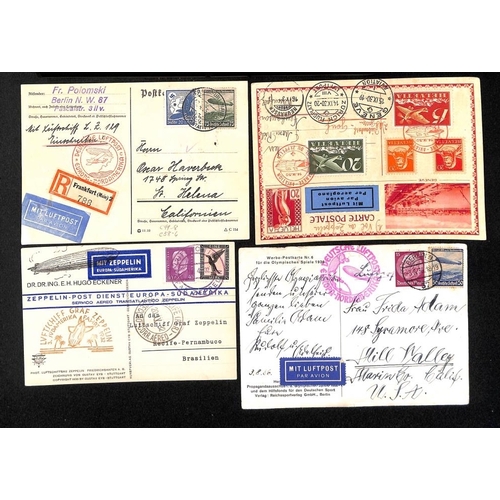 12 - Zeppelins. 1930-36 Covers and cards carried on the Graf Zeppelin (5) or Hindenburg (2), including 19... 