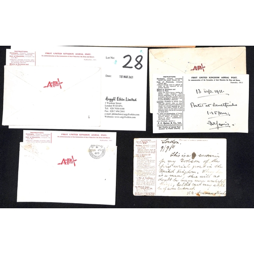 28 - 1911 (Sep 11-15) London to Windsor envelopes in red (2, Sep 11 & Sep 15 datestamps) and emergency pr... 