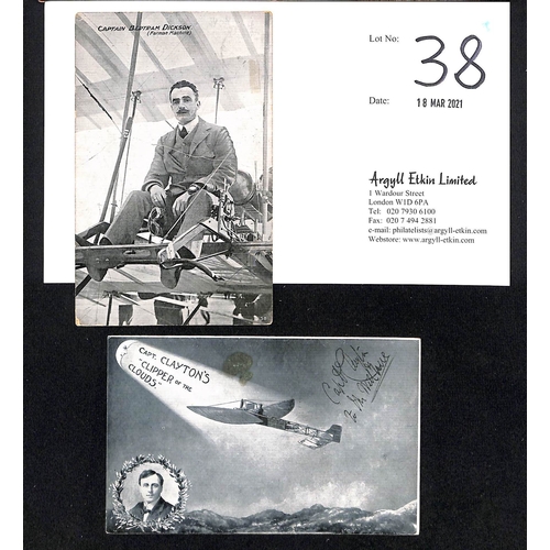 38 - 1910 Picture postcards, one depicting Captain Bertram Dickson, used with large part 