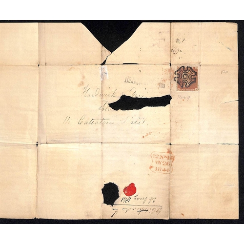 240 - 1841 (May 24) Entire from Warwick to London bearing a 1d black, GD plate 6 with good margins tied by... 