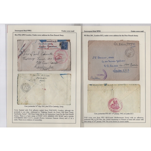 1052 - WW2 Free French Forces - G.B Undercover Addresses. 1942-45 Covers to London, from France (2, one sta... 