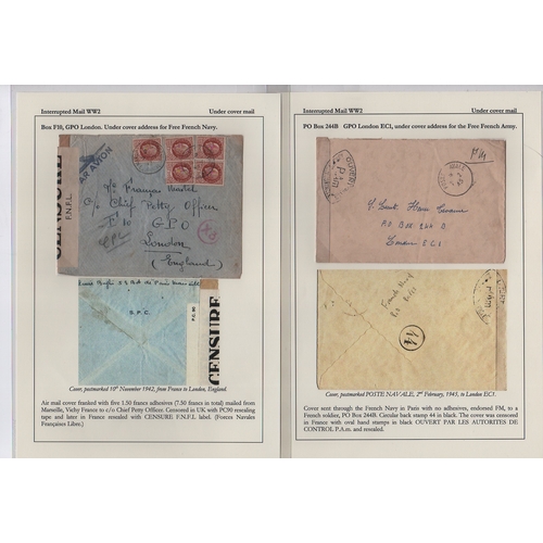 1052 - WW2 Free French Forces - G.B Undercover Addresses. 1942-45 Covers to London, from France (2, one sta... 