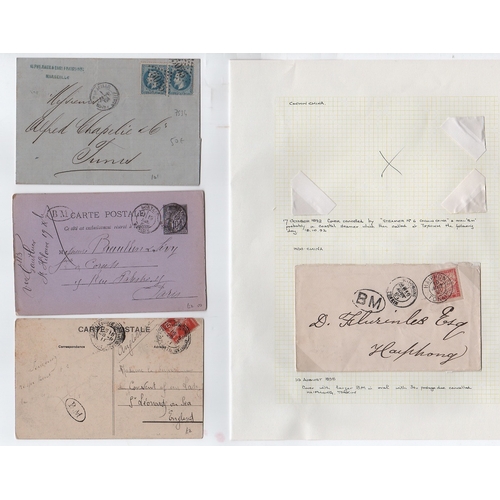 1051 - Boite Mobile Mail. 1867-1905 Entire letters, covers and cards including 1896 stampless Indo China co... 