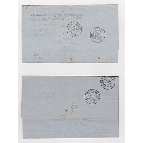 1057 - Cunard Line. 1856 Entire letters to USA franked 10c + 40c + 80c, paying the 1f.30 7½ gram rate ... 