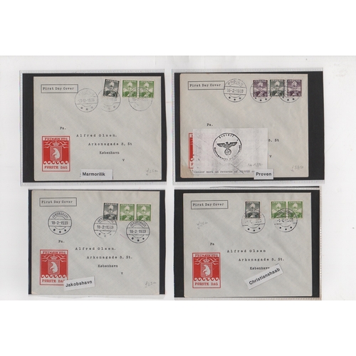 1079 - 1938-40 Printed First Day Covers each bearing 1938 1ore and 7ore (2) posted from the 20 differing Gr... 