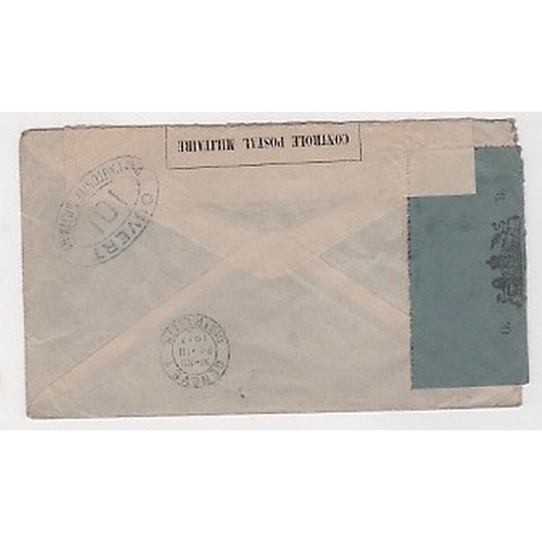 1093 - 1917 Cover to the Red Cross in Switzerland with blue Hong Kong censor label and violet boxed 