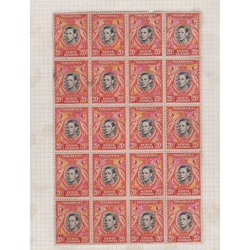 1170 - 1919 4c on 6c Scarlet, mint sheet of 120 split into two panes of sixty; and 1938 KGVI perf 13 20c un... 