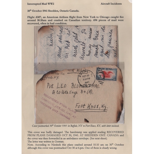 156 - Canada / USA. 1941 Cover (with letter) and a severely burnt letter sent within the USA, both forward... 