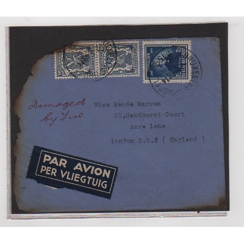 163 - Belgium / G.B. 1948 (Mar 2) Cover from Brussels to London franked 3f.15 + 50c vertical pair, burnt a... 