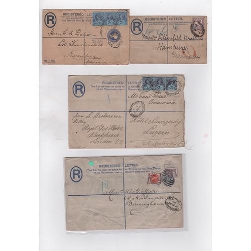 412 - 1887-1901 2d Postal stationery registration envelopes all bearing 1887 Jubilee issue stamps, interna... 