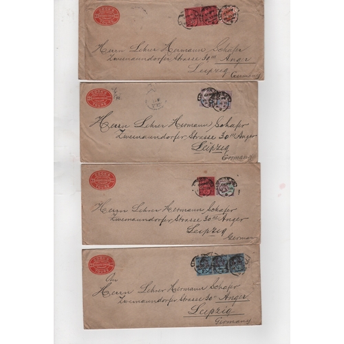 413 - 1891-1902 Covers to Germany all with different 1887 Jubilee issue frankings, including 2d Book Post ... 