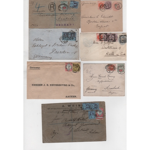 413 - 1891-1902 Covers to Germany all with different 1887 Jubilee issue frankings, including 2d Book Post ... 