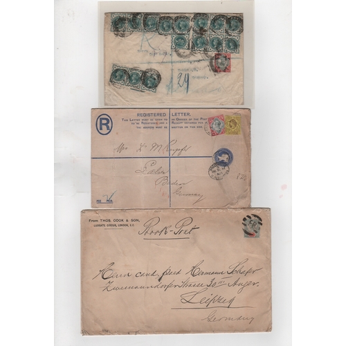 413 - 1891-1902 Covers to Germany all with different 1887 Jubilee issue frankings, including 2d Book Post ... 