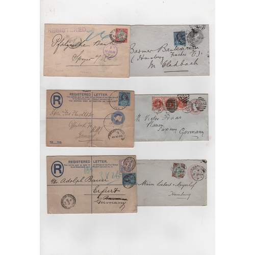 413 - 1891-1902 Covers to Germany all with different 1887 Jubilee issue frankings, including 2d Book Post ... 