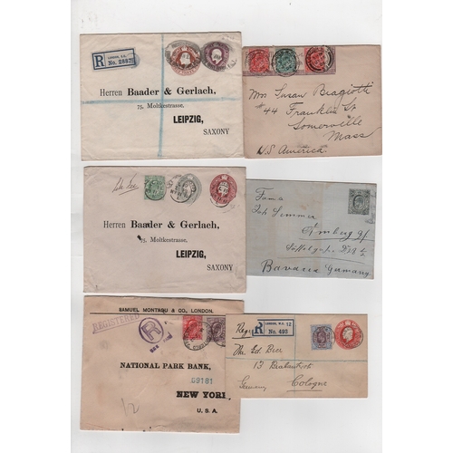 432 - 1902-11 Covers and cards bearing KEVII stamps, various destinations and frankings with ½d to 1/... 