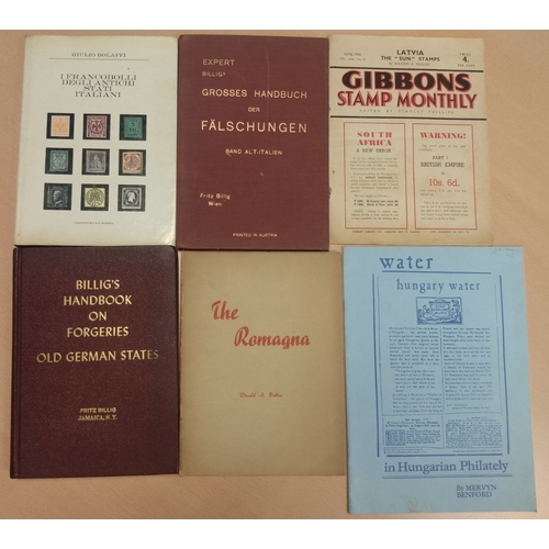 861 - Various books including the 1935 handbooks on forgeries by Otto Stiedl and Fritz Billig, parts 1 - 2... 