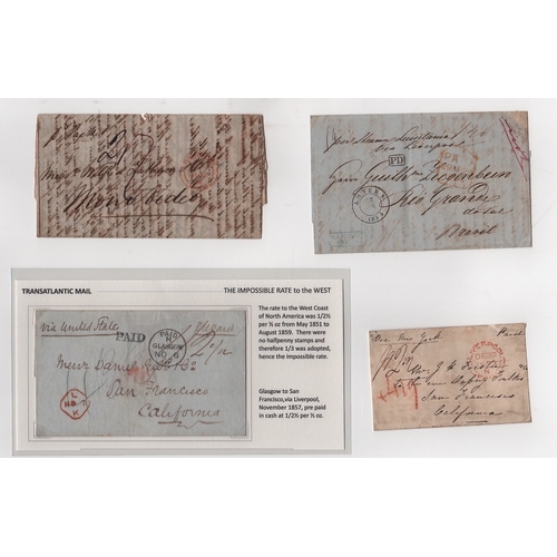 578 - Packet Letters. 1840-67 Entire letters, entires and covers sent by packet to or from Liverpool, incl... 