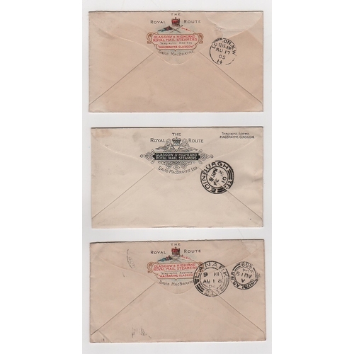 641 - 1904-10 David MacBrayne pictorial advertising envelopes, coloured envelopes depicting a steamer at F... 