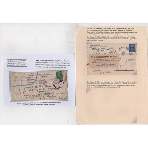 655 - 1941-45 Covers to British Forces or P.O.Ws, all returned, including 1942 (Nov 29) cover to H.M.S 