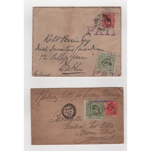 723 - London & North Western Railway. 1903-10 Commercial covers bearing 2d letter stamp and KEVII 1d, the ... 