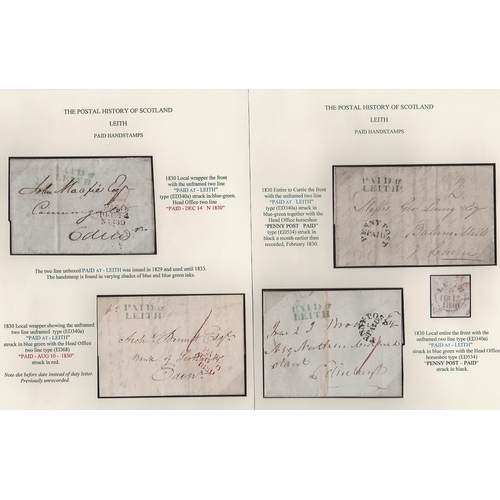 812 - Leith. 1800-51 Entire letters and entires with various Penny Post handstamps (12, seven different Pa... 