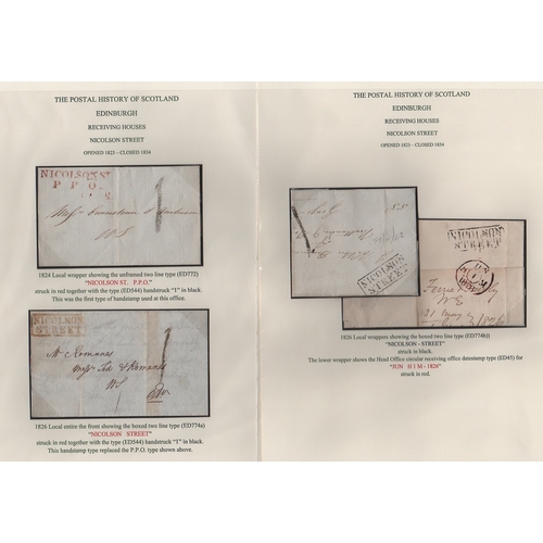 813 - Edinburgh. 1812-46 Entire letters and entires (28), free fronts (2) and a piece, with receiving offi... 