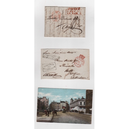 813 - Edinburgh. 1812-46 Entire letters and entires (28), free fronts (2) and a piece, with receiving offi... 