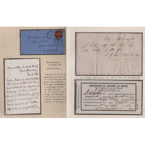 820 - Gretna Green Marriages. 1866-85 Covers, letters and ephemera concerning the Lang family who conducte... 