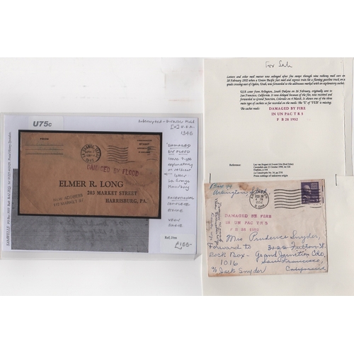 880 - USA / Canada. 1944-59 Covers and cards comprising 1944 (Jan 11) fire damaged cover and card to Calif... 