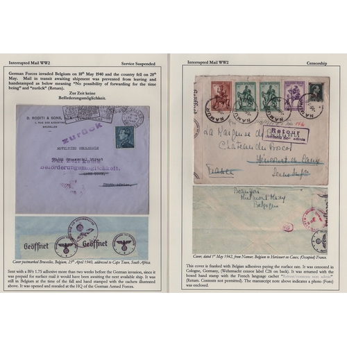 882 - Service Suspended - Belgium/Switzerland. 1940-44 Covers from Belgium (6) or Switzerland (6) all retu... 