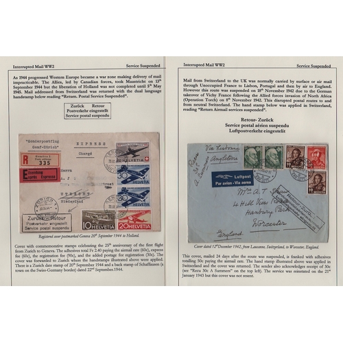 882 - Service Suspended - Belgium/Switzerland. 1940-44 Covers from Belgium (6) or Switzerland (6) all retu... 