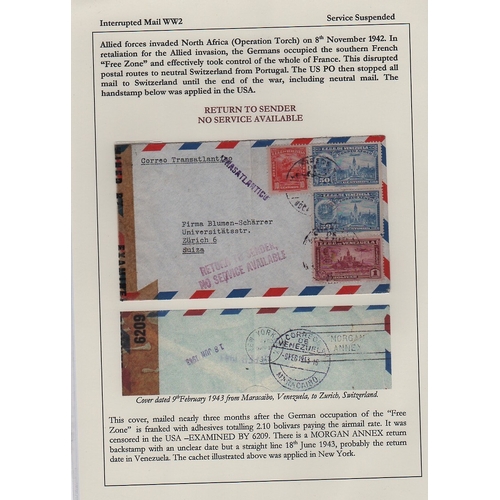 883 - Service Suspended - Venezuela/Nicaragua. 1939-43 Covers from Venezuela to Germany (2), occupied Fran... 