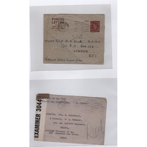 885 - P.O.W Mail - Japanese Camps. 1942-45 Covers comprising 1942 cover posted within India, redirected to... 