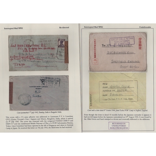 885 - P.O.W Mail - Japanese Camps. 1942-45 Covers comprising 1942 cover posted within India, redirected to... 