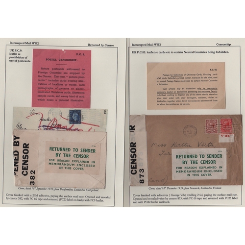 886 - British Censorship. 1939-43 Covers from G.B returned by the censor (4) due to prohibited enclosures,... 