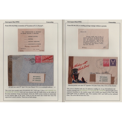 888 - U.S Censorship. 1941-45 Covers from the USA returned by the censor with enclosed forms CPCH 127 or O... 