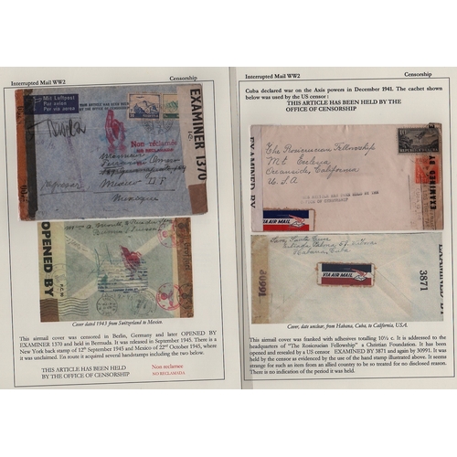 888 - U.S Censorship. 1941-45 Covers from the USA returned by the censor with enclosed forms CPCH 127 or O... 