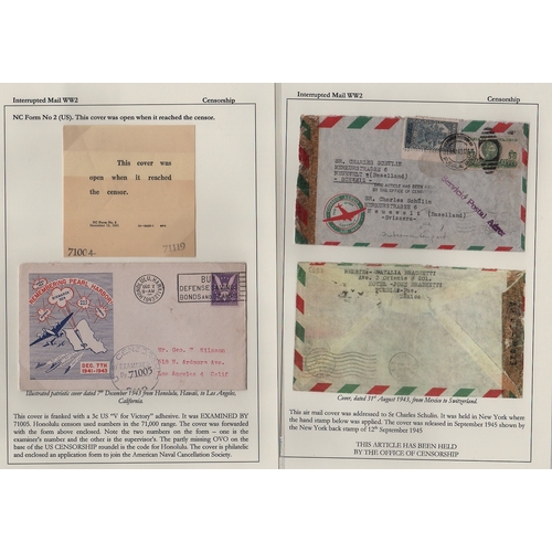 888 - U.S Censorship. 1941-45 Covers from the USA returned by the censor with enclosed forms CPCH 127 or O... 