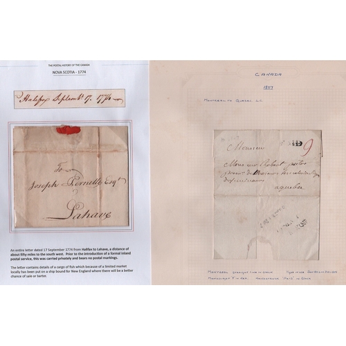 980 - 1774-1807 Entire letters (4) and entires (4) including 1774 entire letter from Halifax to Lahave pri... 