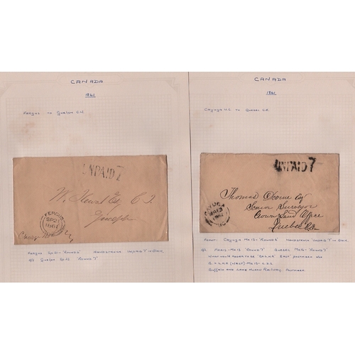 982 - 1851-74 Stampless entire letters and entires including cross border mail to or from the USA (3), tow... 