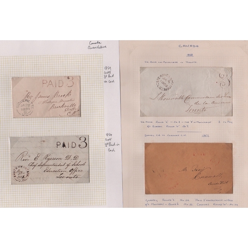 982 - 1851-74 Stampless entire letters and entires including cross border mail to or from the USA (3), tow... 