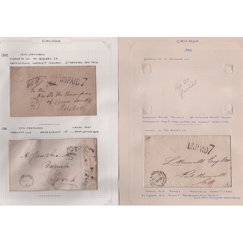 982 - 1851-74 Stampless entire letters and entires including cross border mail to or from the USA (3), tow... 